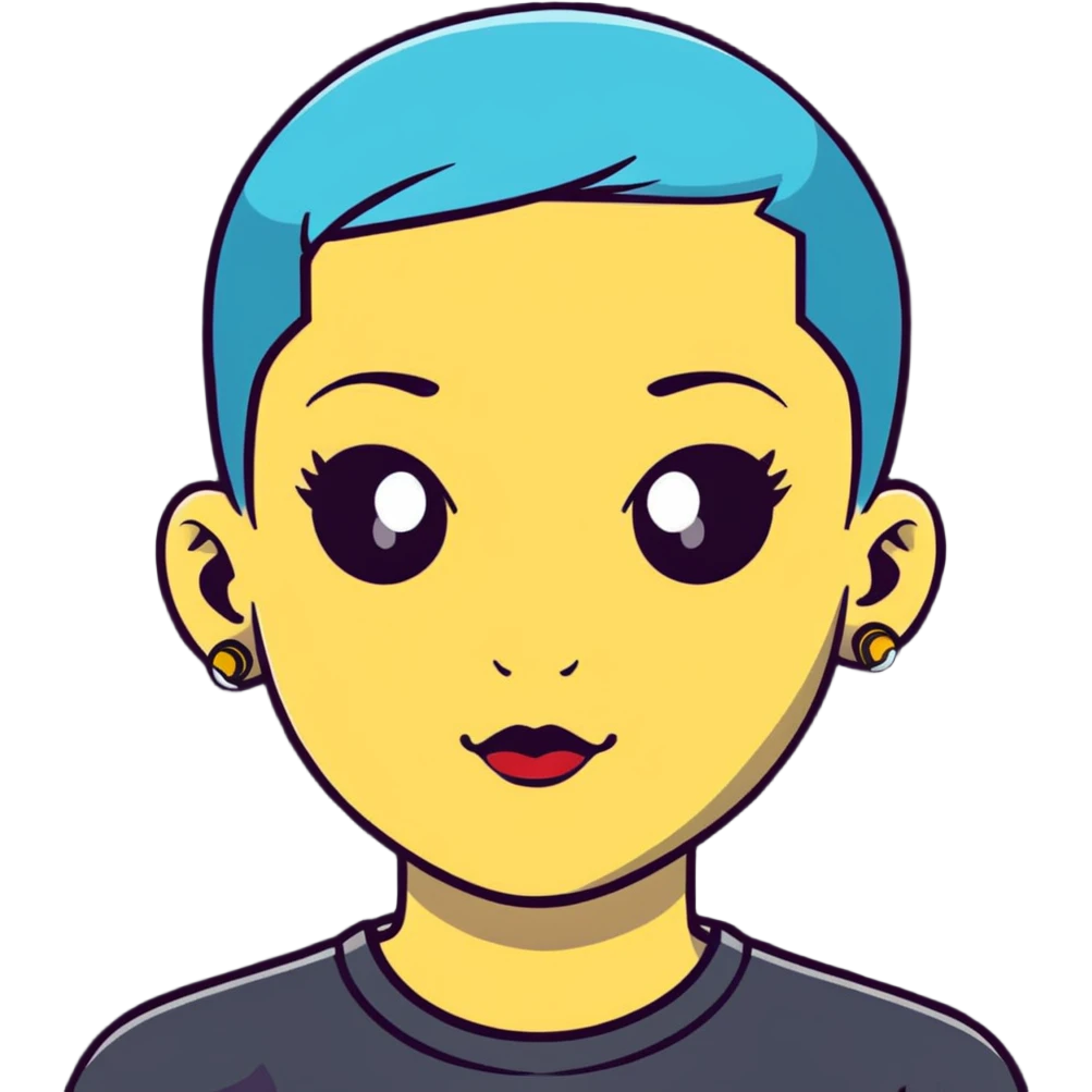 A girl with a buzz cut and face piercings emoji