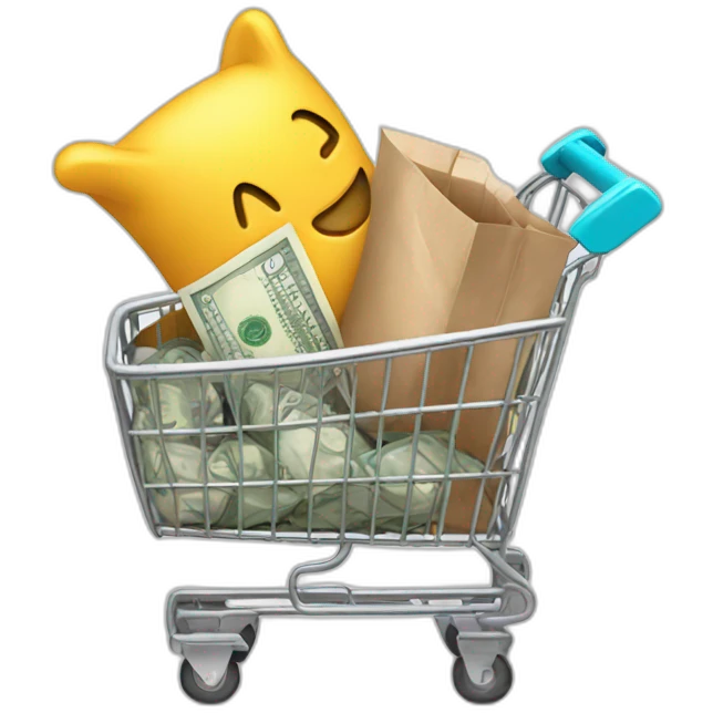 shopping kart with a money bag emoji