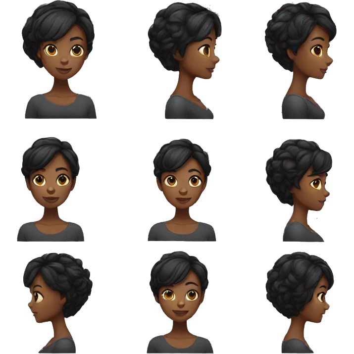 short hair black skin woman emoji