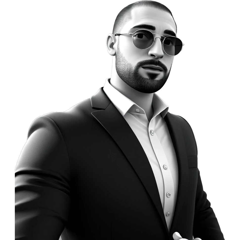 dapper dude in greyscale emoji