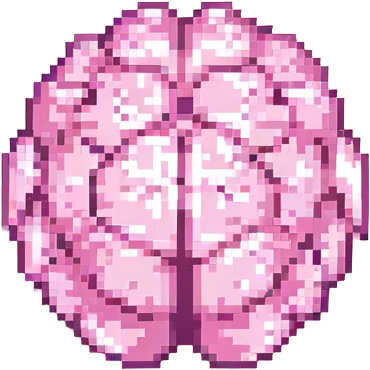 simple brain icon, pink color, pixel art emoji