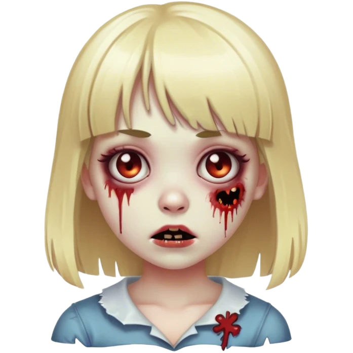 cute zombie girl with blonde hair and bangs emoji