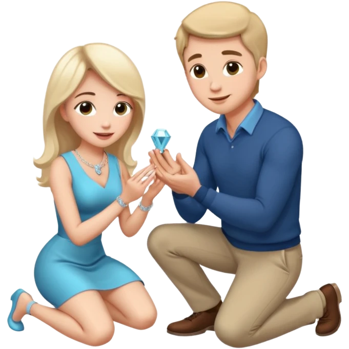 A man proposing to a woman emoji