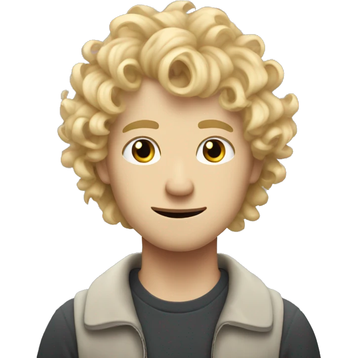 guy with very curly blonde hair and pimples, norwegian ethnicity, but emo emoji