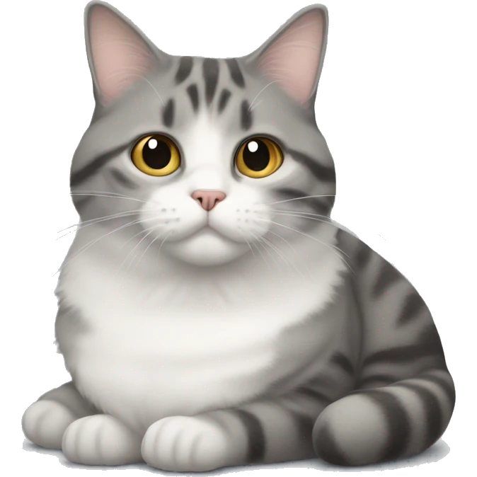 fat tabby cat and fluffy grey calico emoji