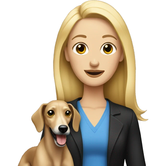 Blonde woman with black greyhound emoji