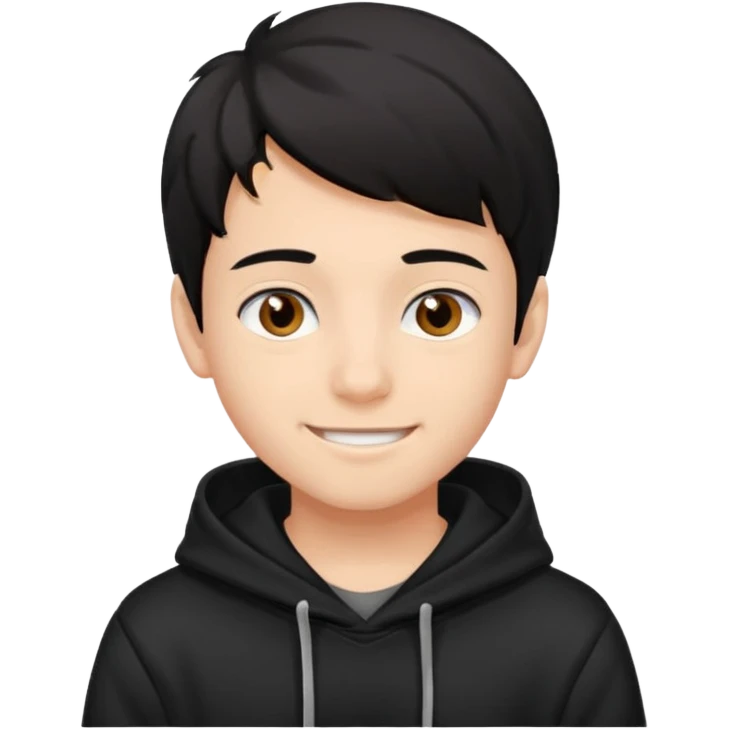 Chłopak brązowe oczy czarne włosy bluza czarna i taki bardziej żeby wyglądał na 18 latka emoji