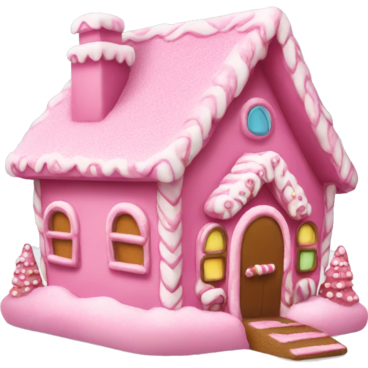 Pink gingerbread house emoji