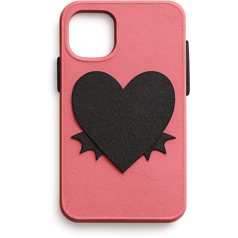 pink and black gothic phone case, paper craft style, layered paper textures, handmade look, soft shadows, matches gothic purse emoji