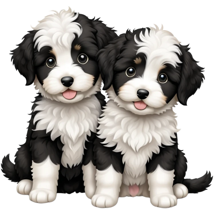Two black and white aussiedoodle puppy emoji