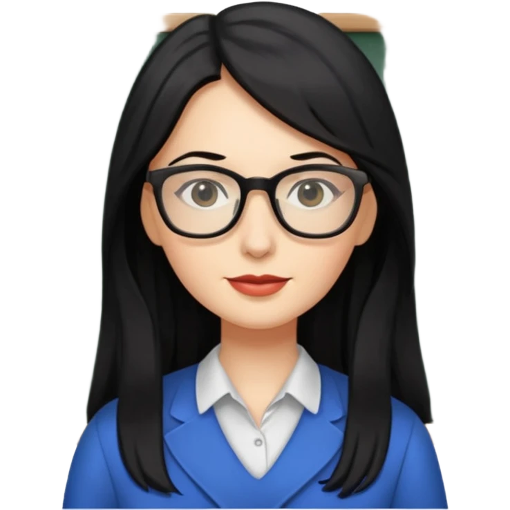 women teacher with black long hair emoji