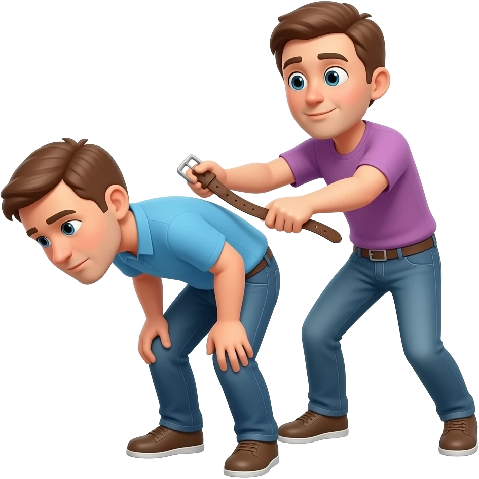 Make an emoji of a person bending over with a person behind them hitting them with a belt emoji