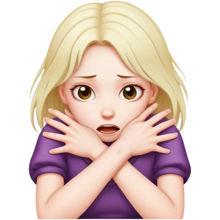 Girl strangling herself with her hands emoji