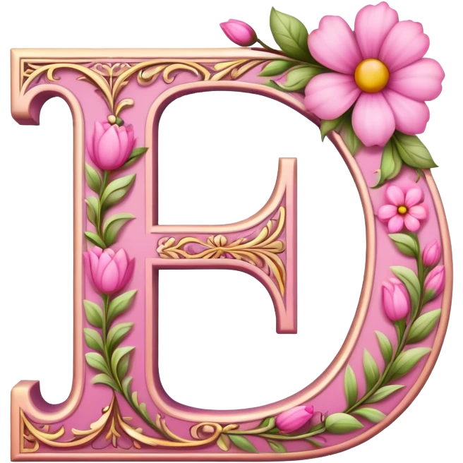 Pink, romantic, flowery, the letter “f” emoji