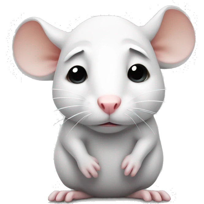 Cute sad white rat emoji