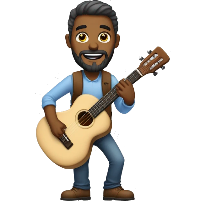 Homem  claro de bone barba tocando violão de corpo todo emoji