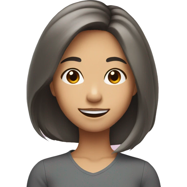 Asian American woman shoulder length hair smiling emoji