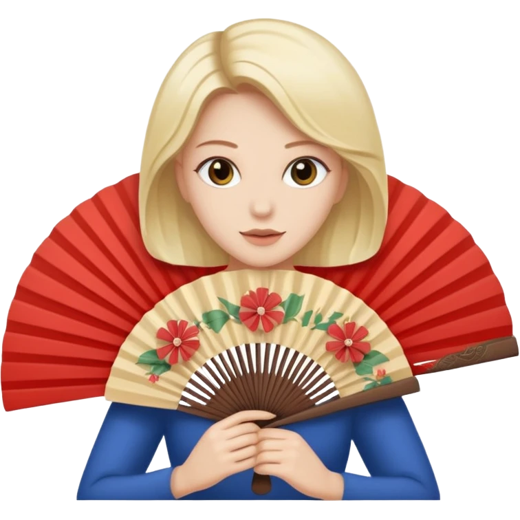 mulher se abanando com leque e suando emoji