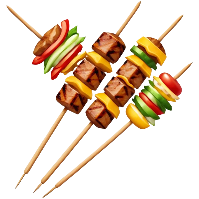 Street food skewer with grilled meat in emoji style emoji