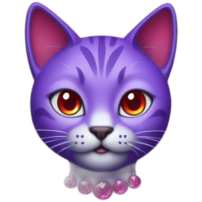 Purple cat with red crystals emoji