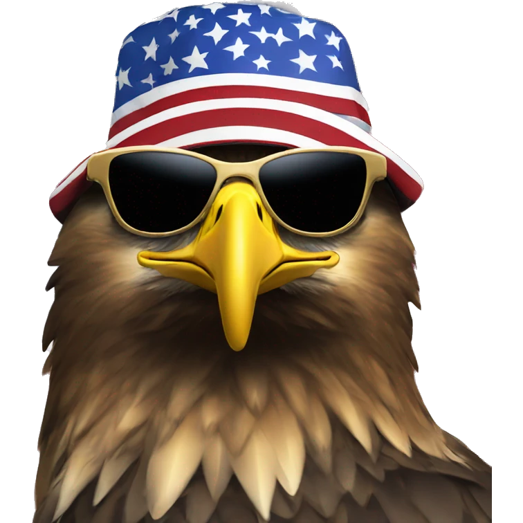 Golden Eagle with american flag  trucker hat and sunglasses emoji