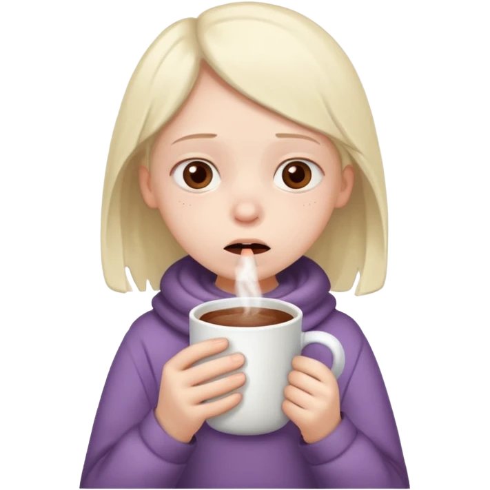 sick child drinking hot drink emoji