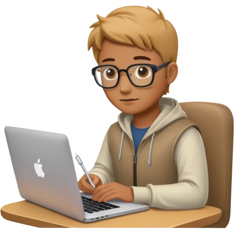 A developer writing code on his macbook emoji