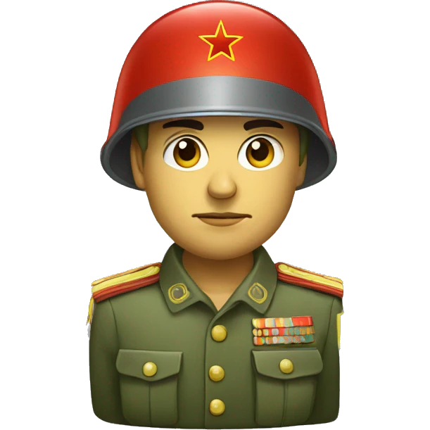 ussr soldier serious with military helmet emoji