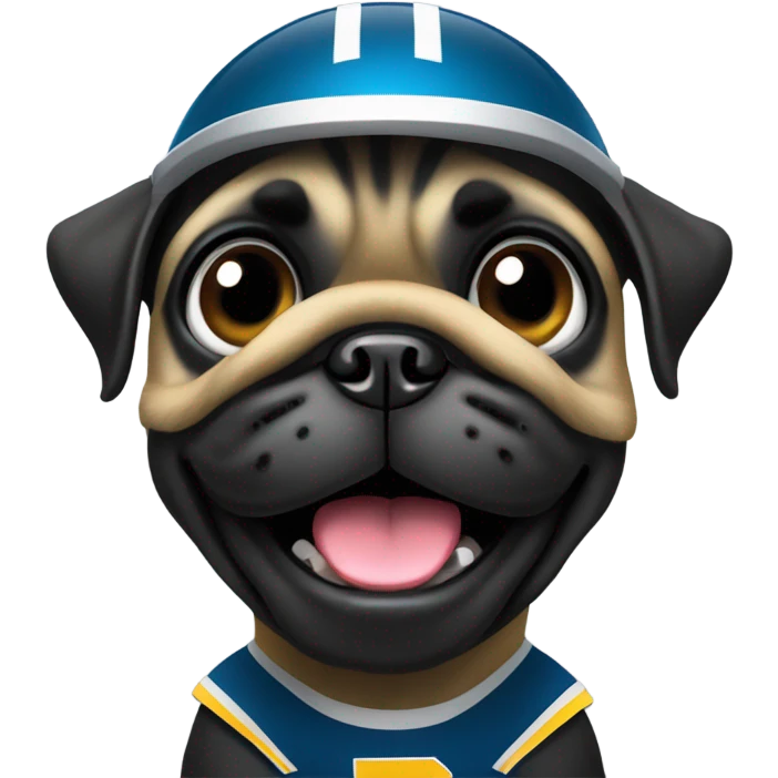 Black pug in a football uniform emoji