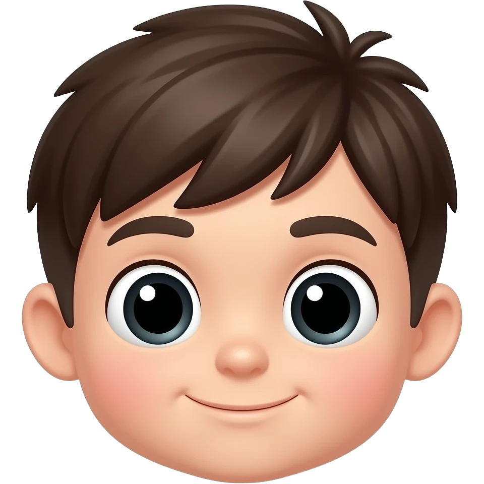 “cute cartoon boy face, big eyes, simple design, bright colors, flat style, white background” emoji