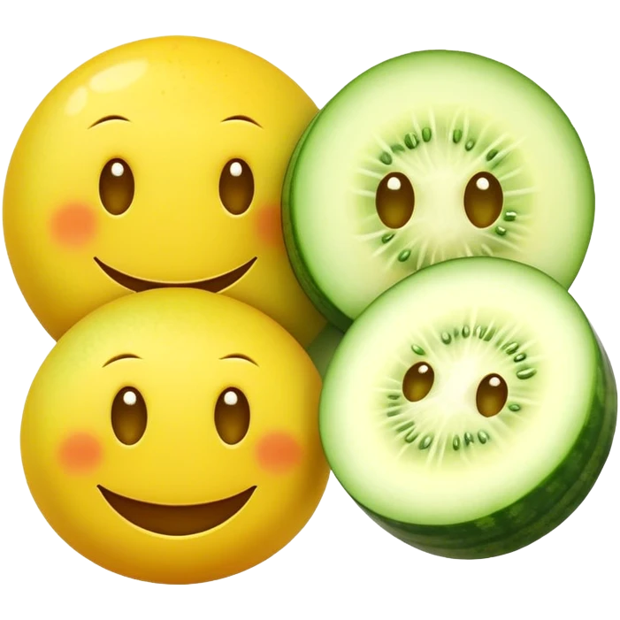 Yellow smiley at spa with cucumbers on eyes emoji