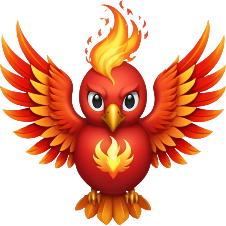 Phoenix force from marvel in a shape of flame bird face to screen with spread wings emoji