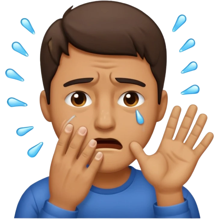 Generate me a dude slapping  his face in annoyance while he's crying emoji