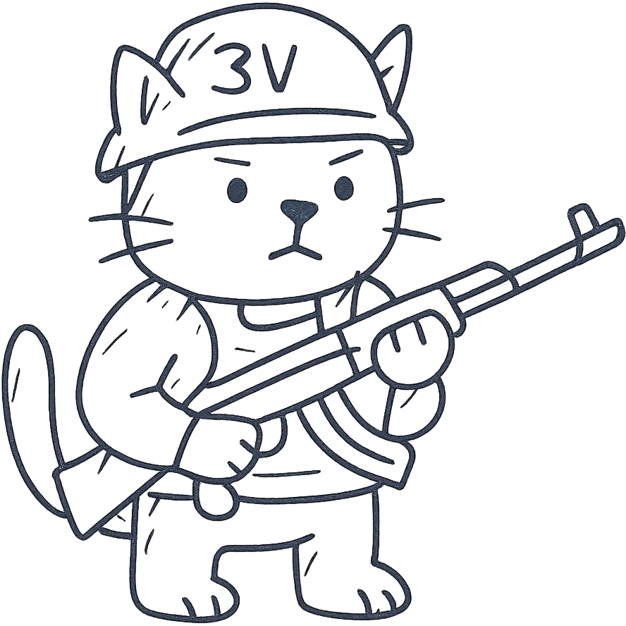 A cat with a gun serving in the ZSU emoji