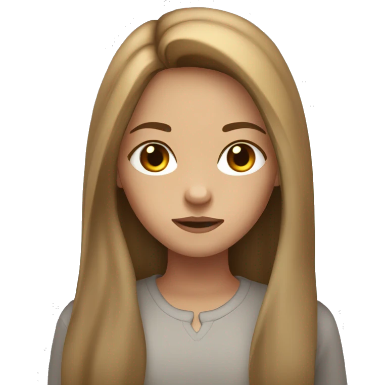 Girl with long light brown hair, gray eyes, and a scar on one of her eyes. emoji