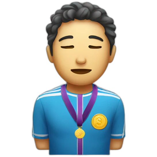 Sleepy person with medal emoji