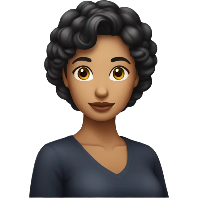 mujer joven piel morena clara con cabello ondulado oscuro emoji