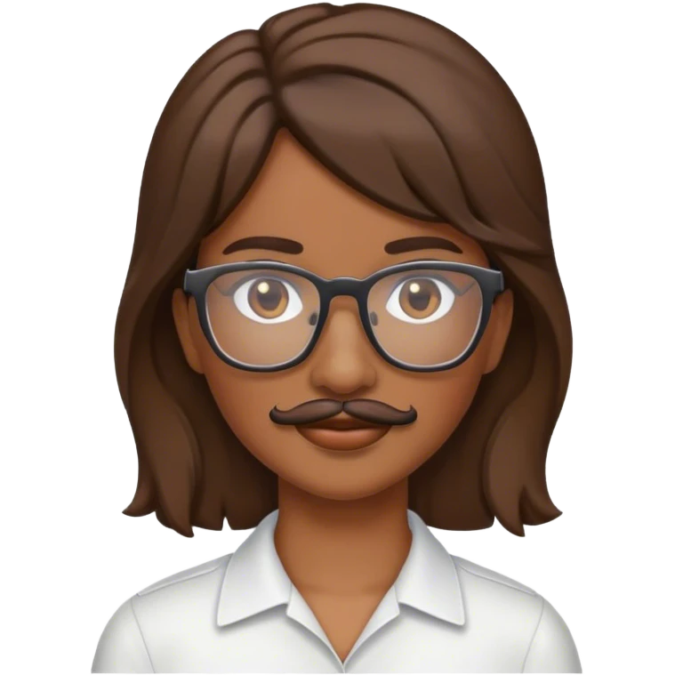 woman with brown hair mullet mustache and glasses emoji