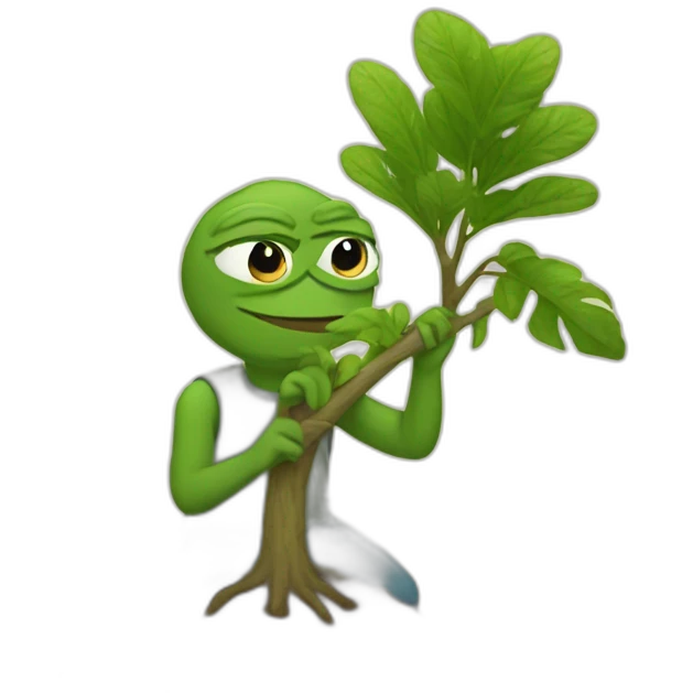 Pepe planting a tree emoji