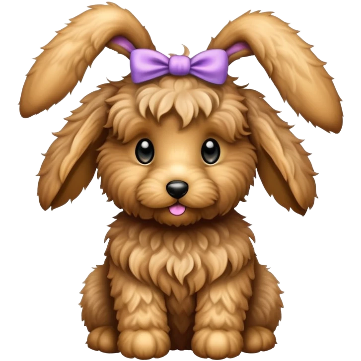 Black golden doodle Easter bunny emoji