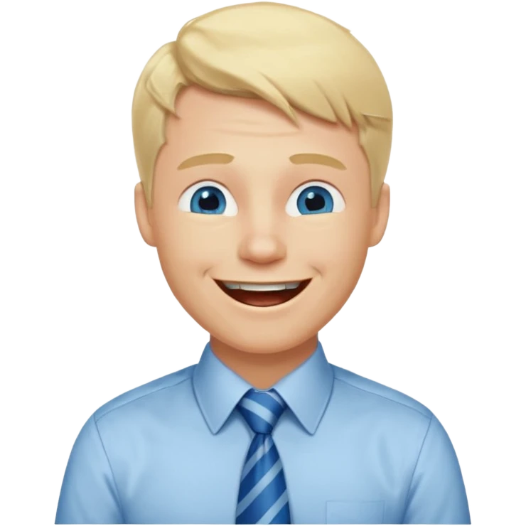A guy with blonde hair and blue eyes that looks masculine. make him wear a shirt with a tie. he is danish. He is laughing extremely hard emoji