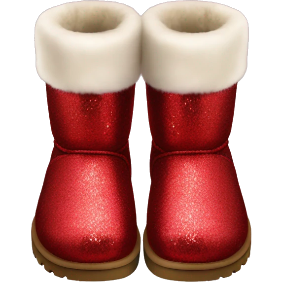 Realistic red Sparkle glitter and fur Ugg boots. emoji