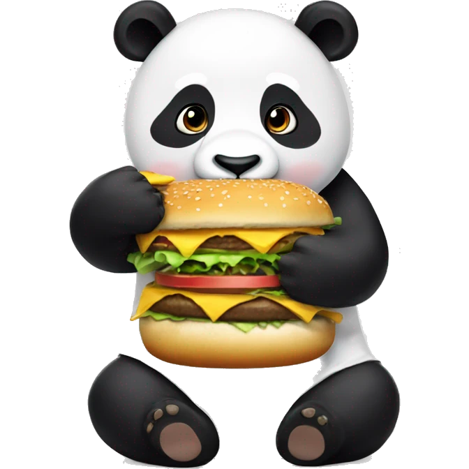Panda comiendo hamburguesa emoji
