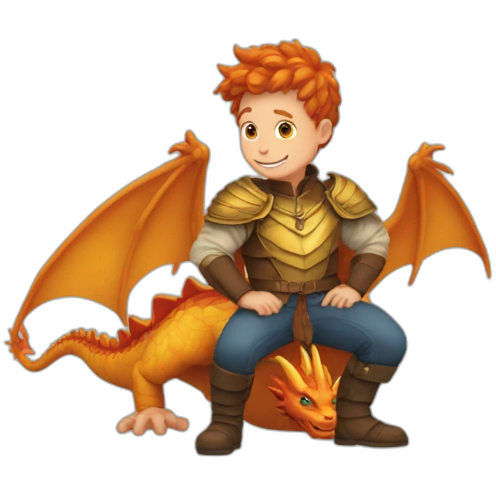 Garçon roux avec un dragon emoji