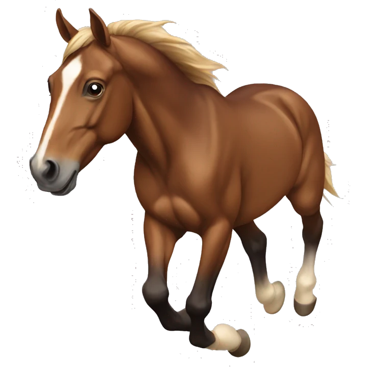 A brown horse running left looking forward  emoji