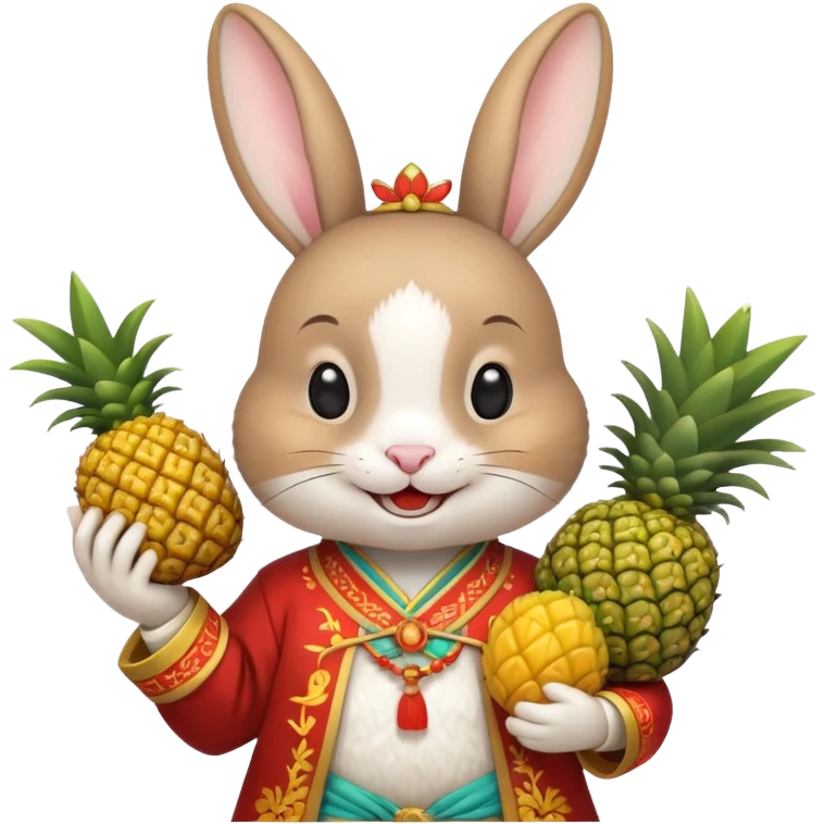 rabbit, wearing chinese ancient custome, with pine apple emoji