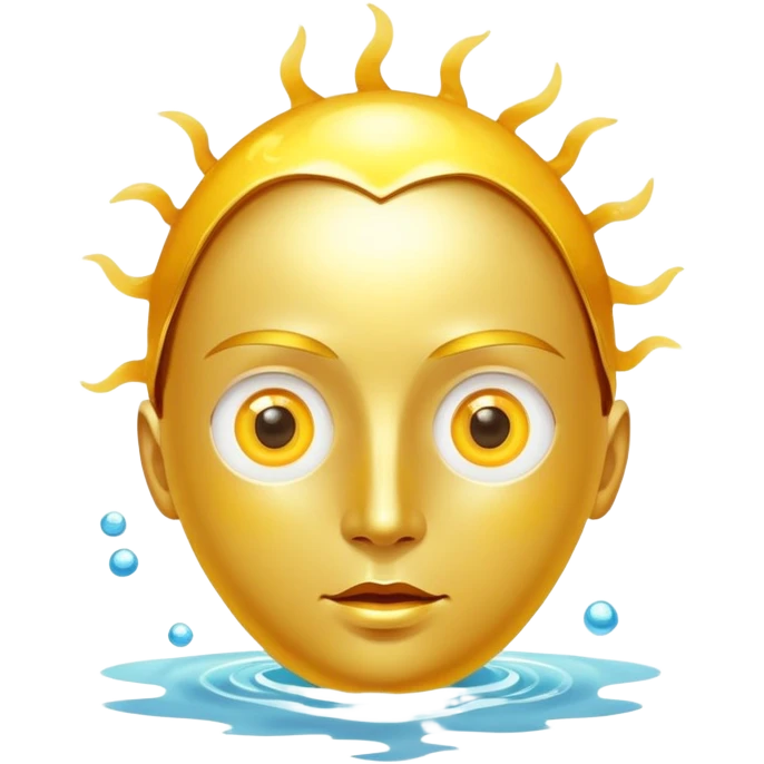Chicken, bright egg yolk, and shiny fish floating around an open eye that emits a golden ray emoji