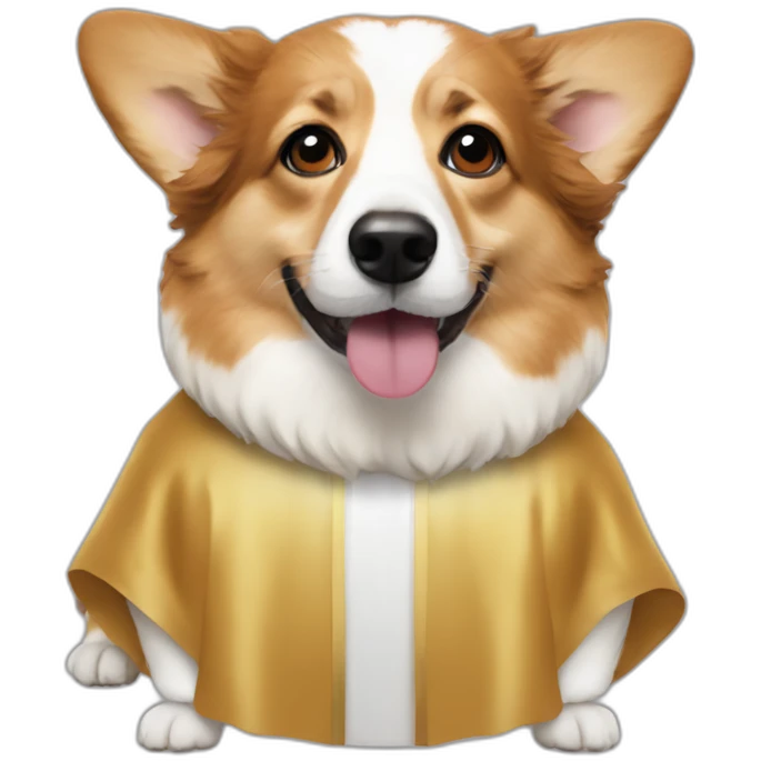 Corgi in a jesus wig and Jesus costume emoji