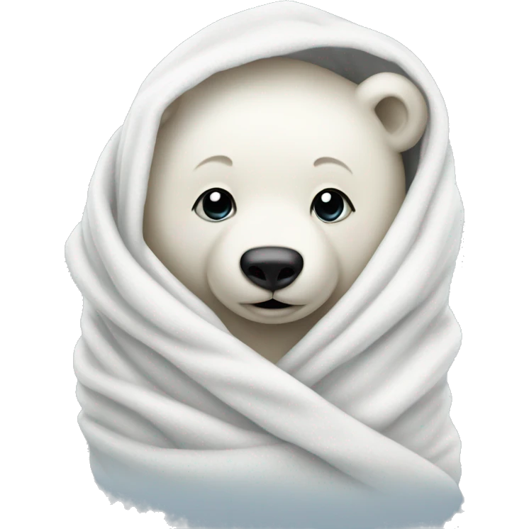 Baby polar bear wrapped in a blanket emoji