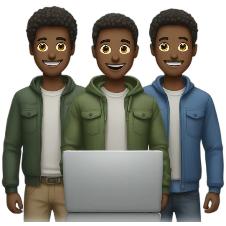 three dudes with laptops emoji